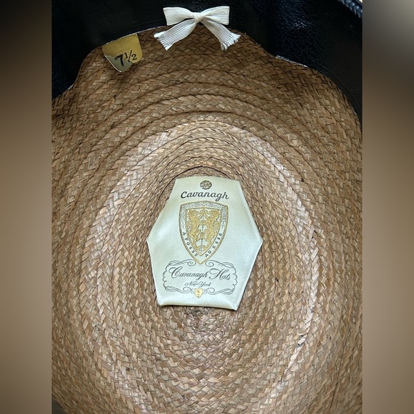 RAT PACK Cavanagh Palm Straw Boater Fedora Hat with in a 7 1/2 - Picture 5 of 7